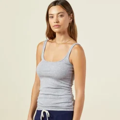 MONROW Supimafine Rib Scoop Neck Tank - Heather Grey HEATHERGREY Fashion
